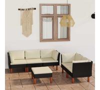 vidaXL Set Divani da Giardino 6 pz con Cuscini in Polyrattan Nero
