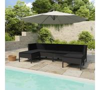 vidaXL Set Divani da Giardino 6 pz con Cuscini in Polyrattan Nero