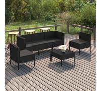 vidaXL Set Divani da Giardino 6 pz con Cuscini in Polyrattan Nero