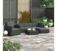 vidaXL Set Divani da Giardino 6 pz con Cuscini in Polyrattan Nero