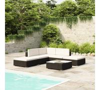 vidaXL Set Divani da Giardino 6 pz con Cuscini in Polyrattan Nero
