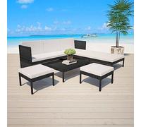 vidaXL Set Divani da Giardino 6 pz con Cuscini in Polyrattan Nero (37,74 kg)-Mobili