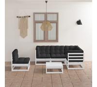 vidaXL Set Divani da Giardino 6 pz con Cuscini Legno Massello di Pino