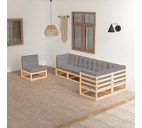 vidaXL Set Divani da Giardino 6 pz con Cuscini Legno Massello di Pino