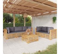 vidaXL Set Divani da Giardino 6 pz con Cuscini Legno Massello di Teak