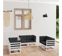 vidaXL Set Divani da Giardino 6 pz con Cuscini Legno Massello Pino