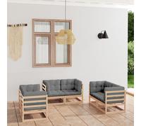 vidaXL Set Divani da Giardino 6 pz con Cuscini Legno Massello Pino