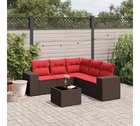 vidaXL Set Divani da Giardino 6 pz con Cuscini Marrone in Polyrattan