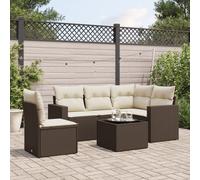 Set Divani da Giardino 6 pz con Cuscini Marrone in Polyrattan