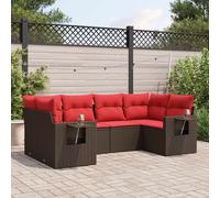 vidaXL Set Divani da Giardino 6 pz con Cuscini Marrone in Polyrattan