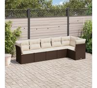 vidaXL Set Divani da Giardino 6 pz con Cuscini Marrone in Polyrattan
