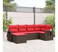 Set Divani da Giardino 6 pz con Cuscini Marrone in Polyrattan