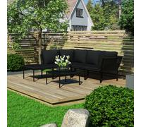 vidaXL Set Divani da Giardino 6 pz con Cuscini Neri in PVC