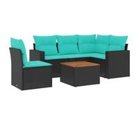 vidaXL Set Divani da Giardino 6 pz con Cuscini Nero in Polyrattan