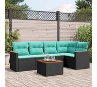 Set Divani da Giardino 6 pz con Cuscini Nero in Polyrattan