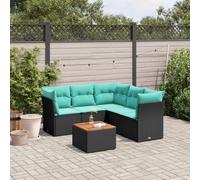 vidaXL Set divani da giardino 6 pz in polyrattan con cuscini nero