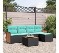 vidaXL Set Divani da Giardino 6 pz con Cuscini Nero in Polyrattan