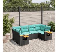 vidaXL Set Divani da Giardino 6 pz con Cuscini Nero in Polyrattan