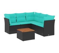 vidaXL Set Divani da Giardino 6 pz con Cuscini Nero in Polyrattan