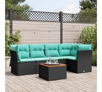 vidaXL Set Divani da Giardino 6 pz con Cuscini Nero in Polyrattan