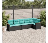 vidaXL Set Divani da Giardino 6 pz con Cuscini Nero in Polyrattan