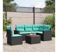 vidaXL Set Divani da Giardino 6 pz con Cuscini Nero in Polyrattan