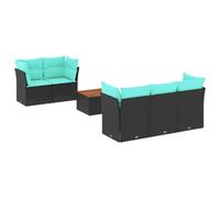 vidaXL Set Divani da Giardino 6 pz con Cuscini Nero in Polyrattan