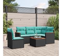 vidaXL Set Divani da Giardino 6 pz con Cuscini Nero in Polyrattan