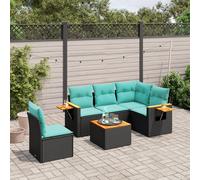 DIVANI DA GIARDINO VIDAXL 6 pz con Cuscini Nero in Polyrattan - 3226820
