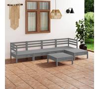 vidaXL Set Divani da Giardino 6 pz in Legno Massello di Pino Grigio