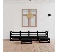 vidaXL Set Divani da Giardino 6 pz Nero in Legno Massello di Pino