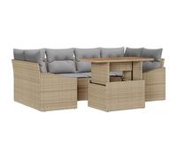 vidaXL Set Divani da Giardino 7 Pezzi con Cuscini Beige in Rattan