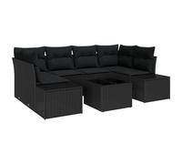vidaXL Set Divano da Giardino 7 Pezzi con Cuscini Nero Polyrattan Design Sezionale per Spazi Outdoor Resistente alle Intemperie Seduta alla Moda e Confortevole Mobili da Patio Storage Lusso