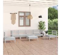 vidaXL Set Divani da Giardino 7 pz Bianco in Legno Massello di Pino