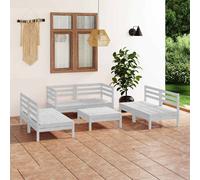 vidaXL Set Divani da Giardino 7 pz Bianco in Legno Massello di Pino