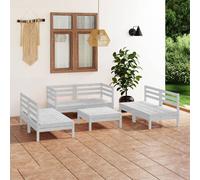 vidaXL Set Divani da Giardino 7 pz Bianco in Legno Massello di Pino
