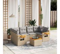 DIVANI DA GIARDINO VIDAXL 7 pz con Cuscini Beige in Polyrattan - 3226640