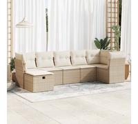 vidaXL Set Divani da Giardino 7 pz con Cuscini Beige in Polyrattan