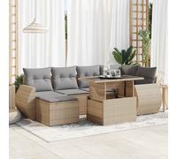 vidaXL Set Divani da Giardino 7 pz con Cuscini Beige in Polyrattan