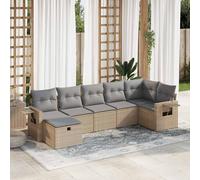 vidaXL Set Divani da Giardino 7 pz con Cuscini Beige in Polyrattan