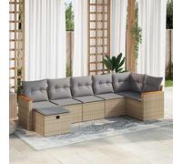 vidaXL Set Divani da Giardino 7 pz con Cuscini Beige in Polyrattan
