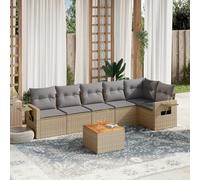 vidaXL Set Divani da Giardino 7 pz con Cuscini Beige in Polyrattan