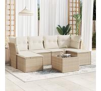 vidaXL Set Divani da Giardino 7 pz con Cuscini Beige in Polyrattan