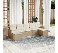 vidaXL Set Divani da Giardino 7 pz con Cuscini Beige in Polyrattan
