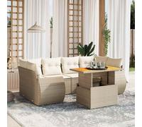 DIVANI DA GIARDINO VIDAXL 7 pz con Cuscini Beige in Polyrattan - 3272094