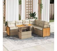 DIVANI DA GIARDINO VIDAXL 7 pz con Cuscini Beige Polyrattan Acacia - 3327719