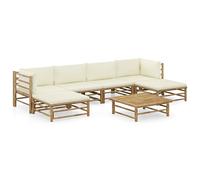 vidaXL Set Divani da Giardino 7 pz con Cuscini Bianco Crema in Bambù