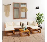 vidaXL Set Divani da Giardino 7 pz con Cuscini Crema in Legno Acacia