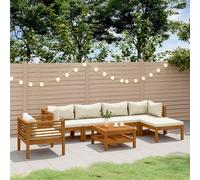 vidaXL Set Divani da Giardino 7 pz con Cuscini Crema in Legno Acacia