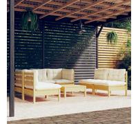 vidaXL Set Divani da Giardino 7 pz con Cuscini Crema in Massello di Pino